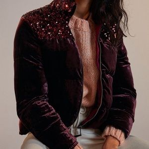 Anthropologie Sequin puffer jacket